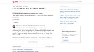 
                            12. Can I use a Kobo Aura HD without internet? - Quora