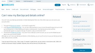 
                            6. Can I view my Barclaycard details online? | Barclays