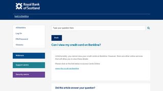 
                            12. Can I view my credit card on Bankline? - RBS Bankline Help