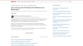 
                            13. Can I view my old chat history from Windows Live Messenger? - Quora