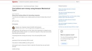 
                            8. Can Indians earn money using Amazon Mechanical Turk? - Quora