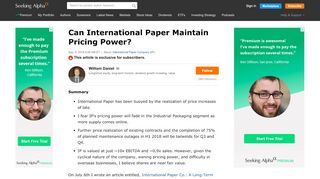 
                            10. Can International Paper Maintain Pricing Power? - Seeking Alpha