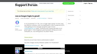 
                            3. can no longer login to gmail | Thunderbird Support Forum | Mozilla ...