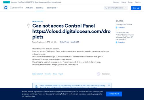 
                            3. Can not acces Control Panel https://cloud.digitalocean.com ...