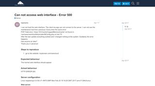 
                            7. Can not access web interface - Error 500 - Server - ownCloud Central