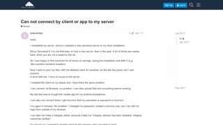 
                            1. Can not connect by client or app to my server - ownCloud Central