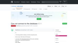 
                            6. Can not connect to the database · Issue #311 · tediousjs/node-mssql ...