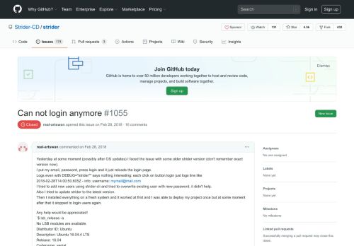 
                            6. Can not login anymore · Issue #1055 · Strider-CD/strider · GitHub