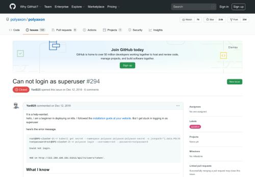 
                            8. Can not login as superuser · Issue #294 · polyaxon/polyaxon · GitHub