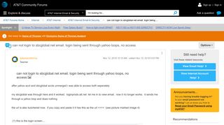 
                            6. can not login to sbcglobal.net email. login being ... - AT&T Community