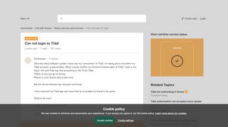 
                            5. Can not login to Tidal | Sonos Community