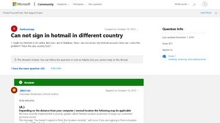 
                            5. Can not sign in hotmail in different country - Microsoft Community