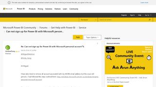 
                            13. Can not sign up for Power BI with Microsoft person... - Page 3 ...