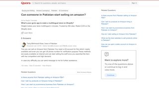 
                            5. Can someone in Pakistan start selling on amazon? - Quora
