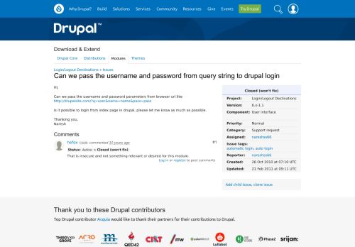 
                            13. Can we pass the username and password from query string to drupal ...