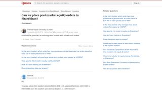 
                            8. Can we place post market equity orders in Sharekhan? - Quora