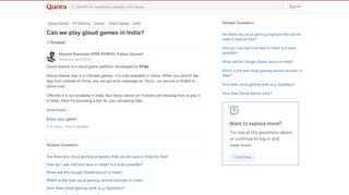 
                            11. Can we play gloud games in India? - Quora