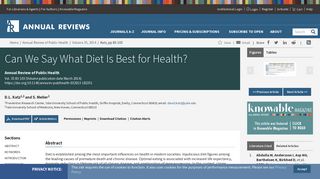 
                            12. Can We Say What Diet Is Best for Health? | Annual Review of Public ...