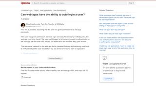 
                            6. Can web apps have the ability to auto login a user? - Quora