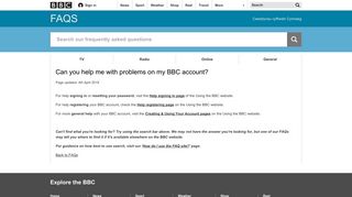 
                            2. Can you help me with problems on my BBC account? - BBC FAQs