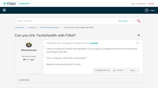
                            9. Can you link Tactiohealth with Fitbit? - Fitbit Community
