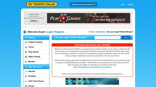 
                            8. Can you login Perfect Money? - My Traffic Value: Category Topics