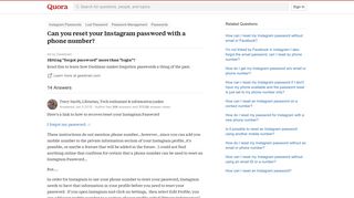 
                            7. Can you reset your Instagram password with a phone number? - Quora
