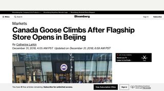 
                            6. Canada Goose Climbs After Flagship Store Opens in Beijing ...