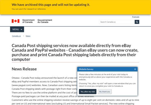 
                            13. Canada Post shipping services now available directly from eBay ...