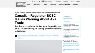 
                            12. Canadian Regulator BCSC Issues Warning About Ava Trade | Finance ...