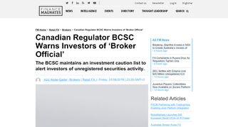 
                            5. Canadian Regulator BCSC Warns Investors of 'Broker Official ...