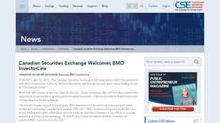 
                            12. Canadian Securities Exchange Welcomes BMO InvestorLine | CSE ...