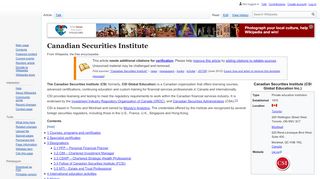 
                            8. Canadian Securities Institute - Wikipedia