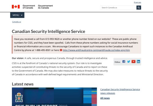 
                            7. Canadian Security Intelligence Service - Canada.ca
