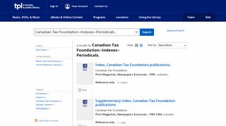 
                            11. Canadian Tax Foundation--Indexes--Periodicals. : Toronto Public Library