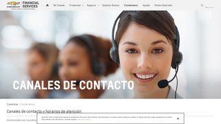 
                            3. Canales de contacto - Chevrolet Financial Services Colombia