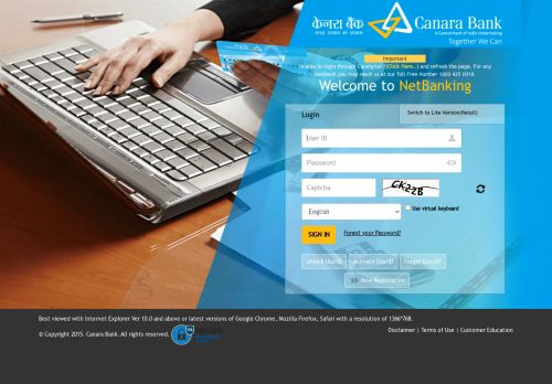 
                            4. Canara Bank Internet banking login