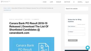 
                            13. Canara Bank PO Result 2018-19 Released | Download The List Of ...