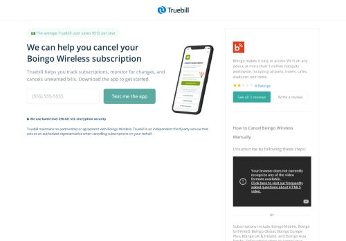 
                            4. Cancel Boingo Wireless - Truebill