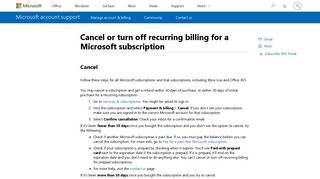 
                            5. Cancel or turn off recurring billing for a Microsoft subscription