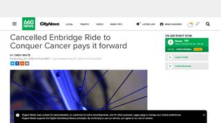 
                            12. Cancelled Enbridge Ride to Conquer Cancer pays it forward