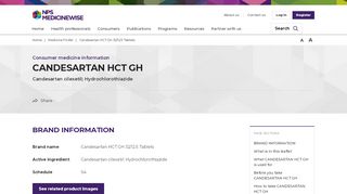 
                            9. Candesartan HCT GH 32/12.5 Tablets - NPS MedicineWise