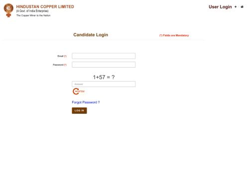 
                            10. Candidate Login - Hindustan Copper Limited