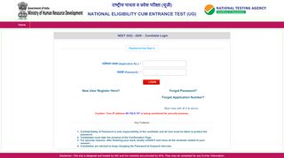 
                            5. Candidate Login - National Eligibility Cum Entrance Test - NEET, 2019