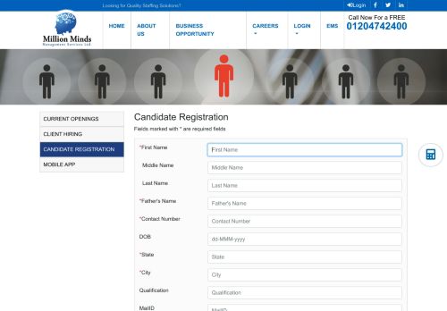 
                            3. Candidate Registration Form- Million Minds