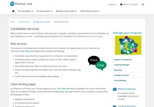 
                            4. Candidate services - Pearson VUE