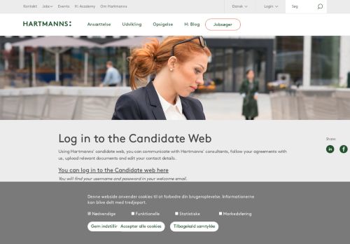 
                            12. Candidate Web Log in | Hartmanns.dk