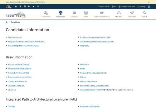 
                            10. Candidates Information | California Architects Board