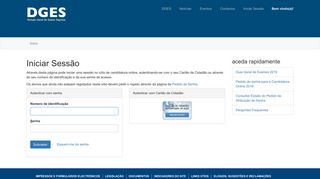 
                            3. Candidatura Online - Iniciar Sessão - DGES