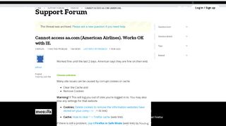 
                            13. Cannot access aa.com (American Airlines). Works OK with IE ...
